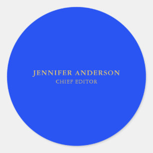 Sticker Rond Bleu d'outremer Or Professionnel Moderne Simple