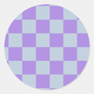 Sticker Rond Bleu doux et À damiers lavande
