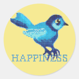 Sticker Rond Bleu du bonheur