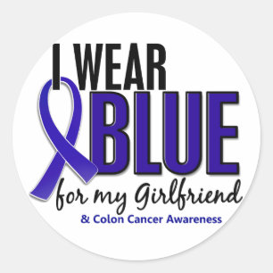 Sticker Rond Bleu d'usage du cancer du colon I pour mon amie 10