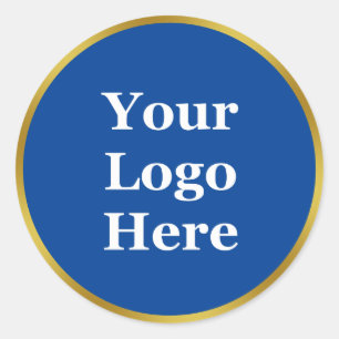 Sticker Rond Bleu élégant et Faux Gold Votre logo ici