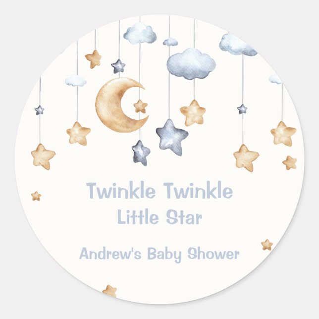 Sticker Rond Bleu Elegant Twinkle Baby shower Twinkle (Devant)