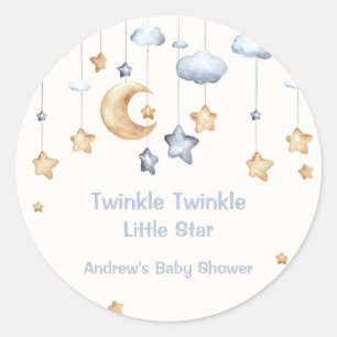 Sticker Rond Bleu Elegant Twinkle Baby shower Twinkle