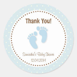 Sticker Rond Bleu en pastel d'autocollant de baby shower de