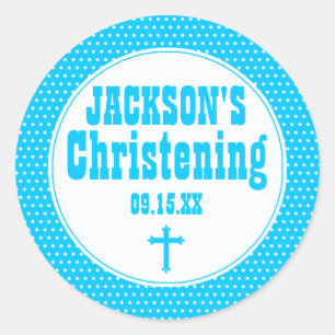 Sticker Rond Bleu et blanc Dot Brising Sticker, Croix