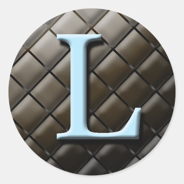 Sticker Rond Bleu Et Chocolat Monogramme L Mariage Favoriser Le (Devant)