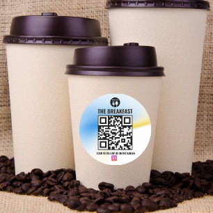 Sticker Rond Bleu et Jaune Moderne Entreprise Instagram Qr Code