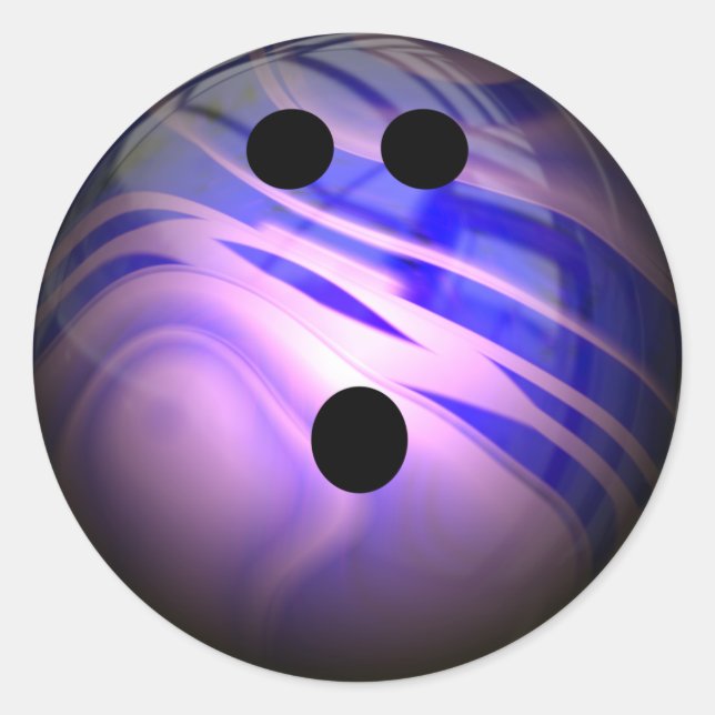 Sticker Rond Bleu et mauve balle de Bowl (Devant)