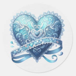 Sticker Rond Bleu et Turquoise Fancy Valentine