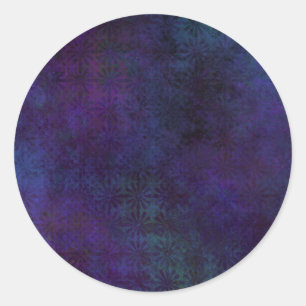 Sticker Rond Bleu et violet Abstrait, Art numérique Grungy