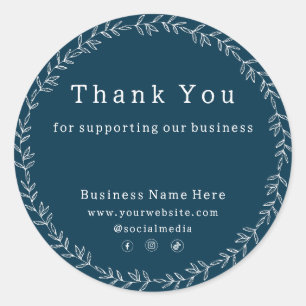 Sticker Rond Bleu foncé Chic Whimsical Mariage d'affaires
