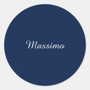Sticker Rond Bleu foncé Élégant Casual Propre Nom Écriture manu