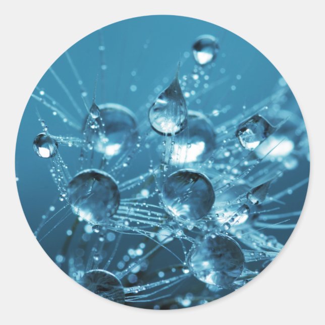 Sticker Rond Bleu gouttes d'eau (Devant)