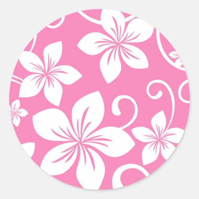 STICKER ROND BLEU HAWAII (ROSE DE BUBBLEGUM) (Devant)