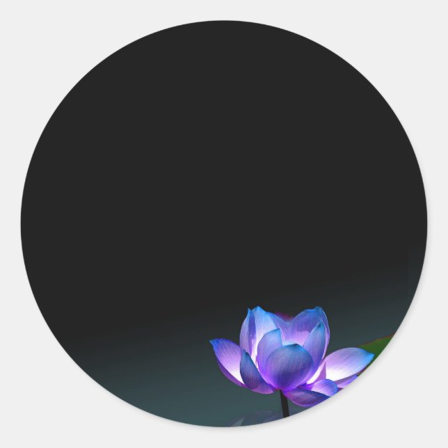 Sticker Rond BLEU LOTUS SICKERS, personnalisez-le (Devant)