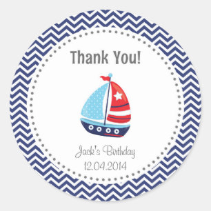 Sticker Rond Bleu nautique d'autocollant de Merci