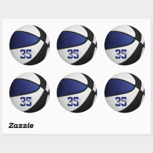 Sticker Rond bleu noir filles garçons basket-ball équipe couleu