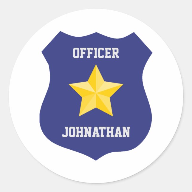 Sticker Rond Bleu Nom personnalisé Police Officier Badge (Devant)
