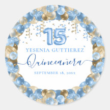 Bleu or étincelle Quinceañera Balloon