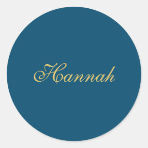 Sticker Rond Bleu Or Professionnel Nom Minimaliste Tendance