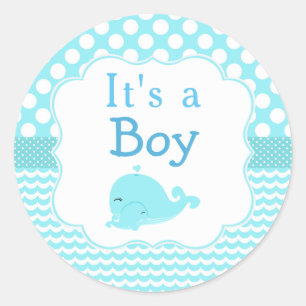 Sticker Rond Bleu Parent & Baleine infantile