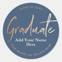 Bleu personnalisé Nom du diplômé, Collège, Classe,
