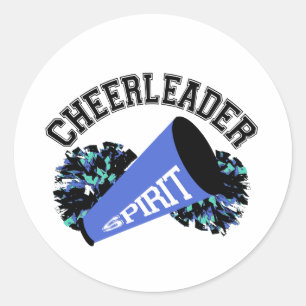 Sticker Rond Bleu pom-pom girl
