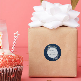 Sticker Rond Bleu Poussiéreux Noces Champagne Ivoire 