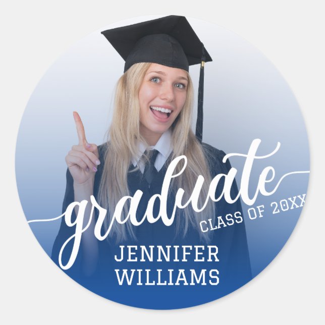 Sticker Rond Bleu profond | Graduation Photo Grad Graduate Part (Devant)
