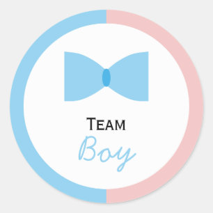 Sticker Rond Bleu rose bloc de couleur Genre Révéler Bow Bow Cr