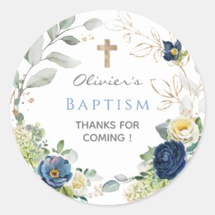 Sticker Rond Bleu Rose Boy Baptism Favoriser Tags
