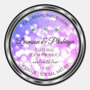 Sticker Rond Bleu rose éblouissant Parties scintillant produit 