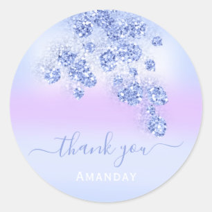 Sticker Rond Bleu Rose Ombré Pastel Pailleté Anniversaire de Ma