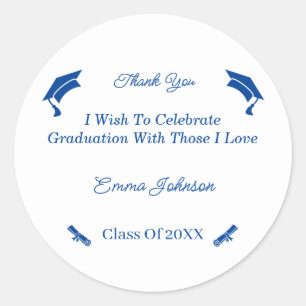 Sticker Rond Bleu Simple Et Blanc Customisé Graduation