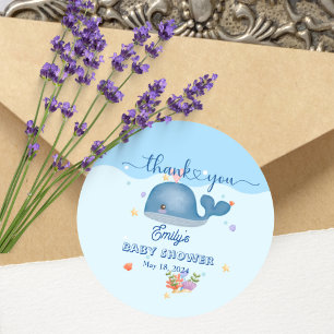 Sticker Rond Bleu sous la mer Bébé garçon Douche baleine