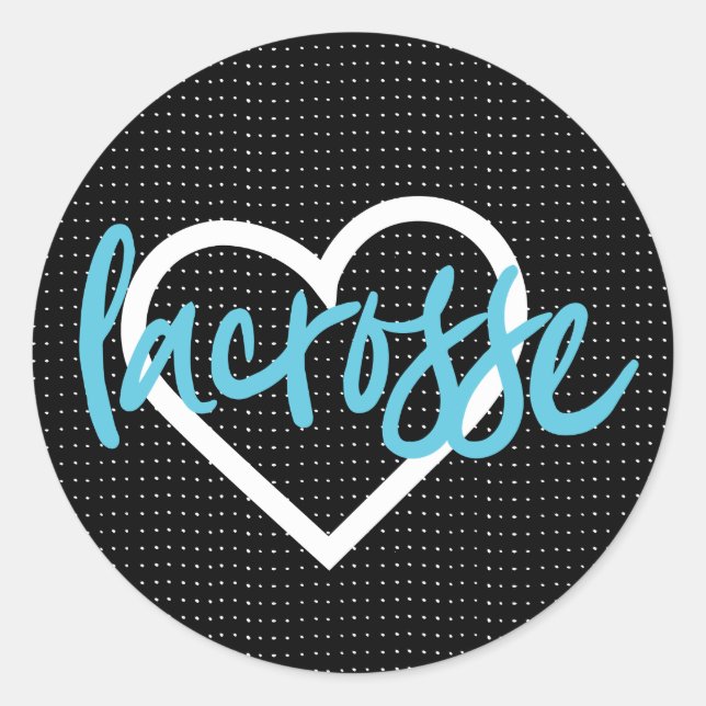 Sticker Rond Bleu sur Sticks de crosse noir & Motif de coeur (Devant)