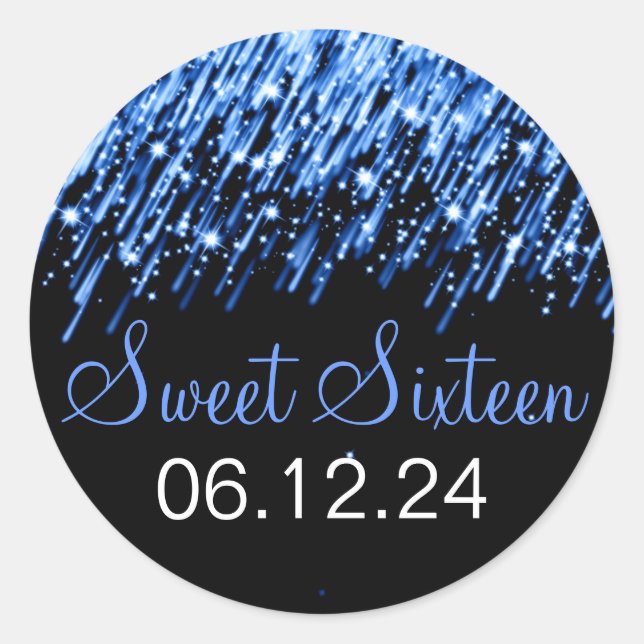 Sticker Rond Bleu sweet sixteen des étoiles (Devant)