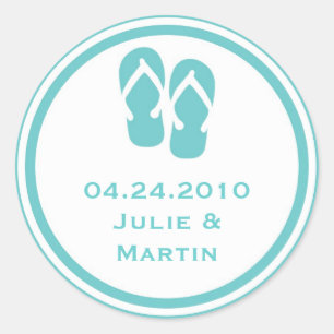 Sticker Rond Bleu tongs thong mariage faveur tag sceau étiquett