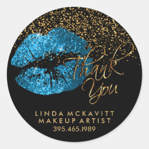 Sticker Rond Bleu Turquoise Parties scintillant Lipstick - Merc