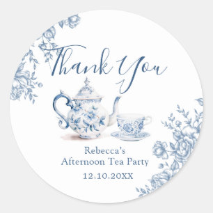 Sticker Rond Bleu Victorian Garden Bride Thé Merci