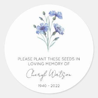 Sticker Rond Bleuet | Sachet de graines de souvenir simple