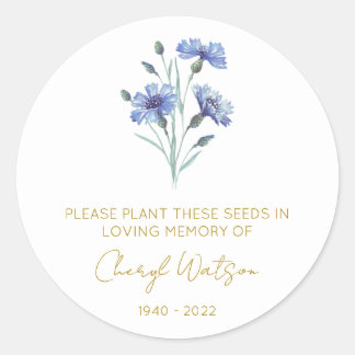 Sticker Rond Bleuet | Sachet de graines de souvenir simple