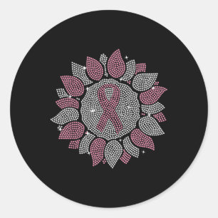 Sticker Rond Bling Sunflower rose Ruban Prix du cancer du sein