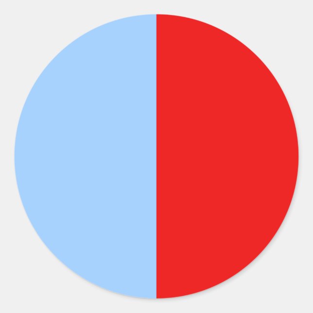Sticker Rond Bloc de couleur rouge et bleu clair (Devant)
