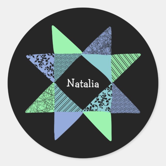 Sticker Rond Bloc Quilt Star Ribbon (Devant)