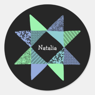Sticker Rond Bloc Quilt Star Ribbon