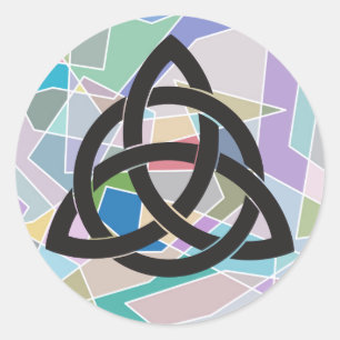 Sticker Rond Blocs d'aquarelle géométrique céleste du noeud de 