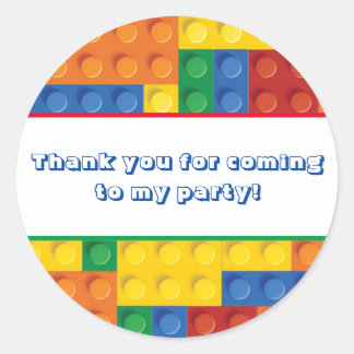 Sticker Rond Blocs de construction colorés en forme de briques,