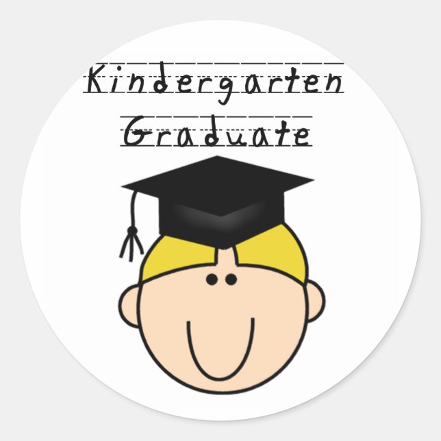 Sticker Rond Blond Boy Kindergarten Graduate Tshirts (Devant)