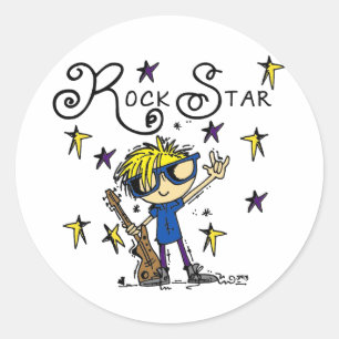 Sticker Rond Blond Boy Rock Star